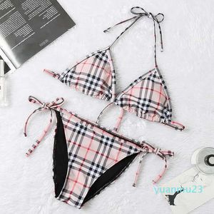 Hele trendy merk bikini badmode triangel tas vetersluiting goud Kardashian twee sexy dames