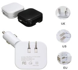 Hele Universal 2 in 1 dubbele USB -poort DC 5V 21A vouwwagenlader Power Adapter HomeWall Plug dubbele USB CAR Sigarettenvouw 5696997