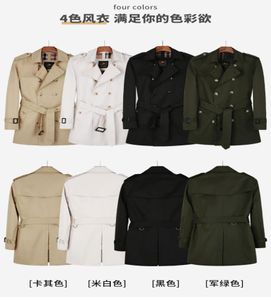 Paragraphe entier Ursmart Doublebreasted Men Fall Fall Dust Coat Grows in Men039s Windbreaker blanc Original Authentic Trench Co5279669