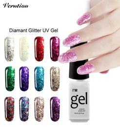 Verntion entière trempage de gel laquer vernis semi-permanent 3d diamant chanceux couleur or paillette uv gel ongle LED POLOSIE1789021