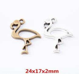 Hele vintage metalen zinklegering charms Epoxy Flamingo Hollow hanger voor diy sieraden bevindingen 70844665821