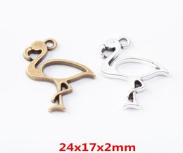 Hele vintage metalen zinklegering charms Epoxy Flamingo Hollow hanger voor diy sieraden bevindingen 70849161013