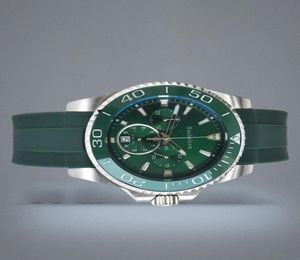 Whole VK Mens Sport Watches Green Ceramic Bezel Japón Movimiento de cuarzo Cronógrafo Rubber Band F2 Wall Watches9241588