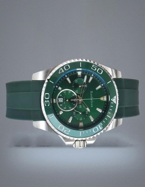 Whole VK Mens Sport Watches Green Ceramic Bezel Japan Quartz Movement Chronograph Rubberband F2 Wrists5058569