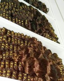 Tissages entiers 10 pcslot Extension de cheveux bruns ondulés traités paquets de cheveux asiatiques brésiliens passionnant Shopping6863342
