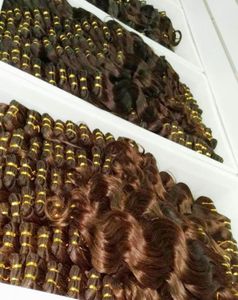 Hele Weeft 10 Stuks Bruin Haarverlenging Golvend Verwerkt Braziliaanse Aziatische Haarbundels Spannend Winkelen6863342