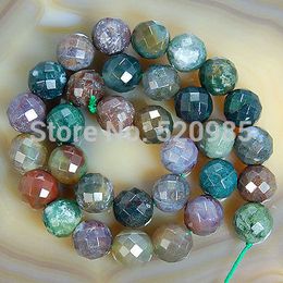 Perles d'agate indienne naturelle à facettes de 4, 6, 8, 10, 12, 14mm, rondes, en vrac, pour bijoux, pierres précieuses, Shippi302W