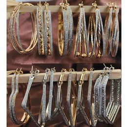 Boucles d'oreilles en forme de cerceau pour femmes, mélange entier, bijoux à la mode, grand cerceau, 12 paires, Designs208u