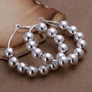 hele hele verzilverde oorbellen 925 mode zilveren sieraden kraal hoepel oorbellen voor vrouwen SE188245z