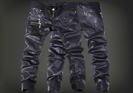 Hele winter motorfiets heren rock leren broek met ritsen zwart faux strak skenny plus maat 30 31 32 33 34 36 punk broek5116799