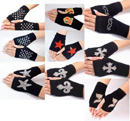 Hele winterveer mannen vrouwen vingerloze handschoenen met diamantklinknagels Koreaanse mode half vingerhandschoenen gebreide coole zeiler danc8902625