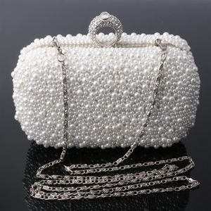 Whole- femmes sac deux côtés perles de perle d'embrayage de perle du soir sac à main perles de perle beige perle blanche perle sac d'embrayage shoul169c