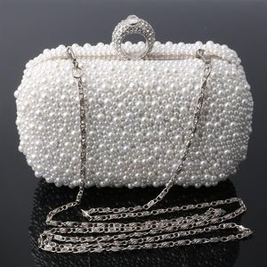 Entiers entier sac deux côtés de perle de perle de perle du sac de soirée perle sac à main de perle beige perle blanche sac d'embrayage shoul185a