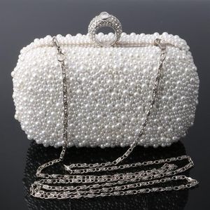 Entiers entier sac deux côtés de perle de perle de perle du sac de soirée perle sac à main beige beige perle de perle blanche Sac d'embrayage shoul256h