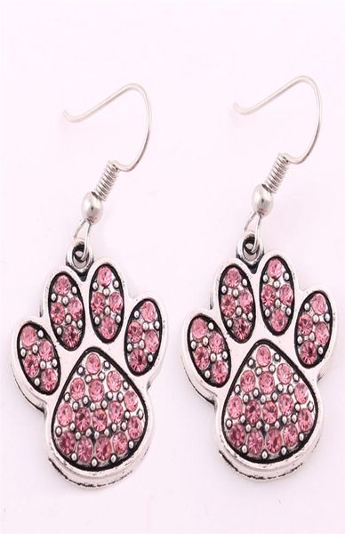 Women Women Fashion Ored Moles Cat Paw Print Shape Design With Sparkling Crystals Gift for Cat Lover Zinc Alloy Drop7289492