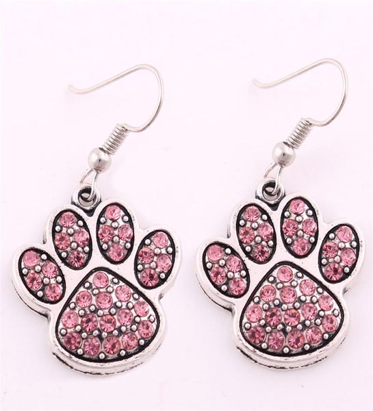 Women Women Fashion Ored Moles Cat Paw Print Shape Design With Sparkling Crystals Gift for Cat Lover Zinc Alloy Drop3264753