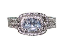 hele vrouwen mode -sieraden 10kt wit goud gevuld vierkante CZ Diamond edelsteen ring set Eeuwige trouwring rrings voor vrouwen 39511093