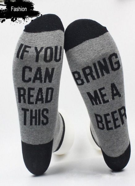 Calcetines enteros con estampado de letras para hombres y mujeres, si puedes leer esto, tráeme una copa de vino, calcetines unisex, novedad divertida, Vintage Ret7025296