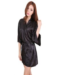 Femmes entières Sexy grande taille fausse soie Satin nuit Kimono Robe courte peignoir parfait mariage mariée demoiselle d'honneur Robes Dressing 2495155