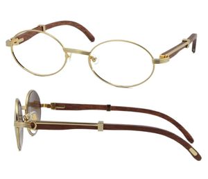Cadres de verres en bois 7550178 Eyeglasse en métal ronde Eyeglass Femme Femmes Silver Gold Cadre C Decoration Eyewear5482826
