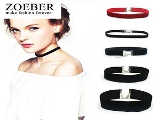 Gargantilla de terciopelo negro de moda ZORBER, collar 90039s para mujer, cinta lisa llamativa, cuerda burlesca Retro gótica redonda6102506