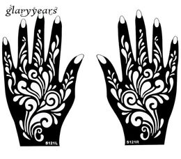 Hele 1 paar handen mehndi henna tattoo stencil bloemenpatroon ontwerp voor vrouwen body hand kunst schilderen wegwerp 20 cm 11 cm s4710988