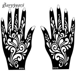 Whole1 paar handen Mehndi Henna Tattoo stencil bloempatroon ontwerp voor vrouwen body hand kunst schilderij wegwerp 20cm 11cm S7079349