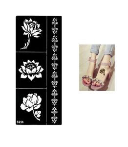 Hele 1 vel tijdelijke zwarte henna lotus bloemen stencil tattoo armband kant ontwerp seks vrouwen make -up tip body art sticker PA3557117