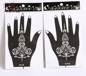 Whole10 paire 20 pièces pochoir de tatouage à la main au henné fleur paillettes aérographe Mehndi pochoirs de tatouage au henné modèles pour peinture corporelle 6412258