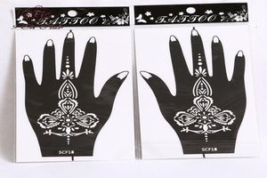 Whole10 par 20 piezas tatuaje de mano de Henna plantilla flor aerógrafo con purpurina plantillas de tatuajes de Henna Mehndi para pintura corporal 3535400