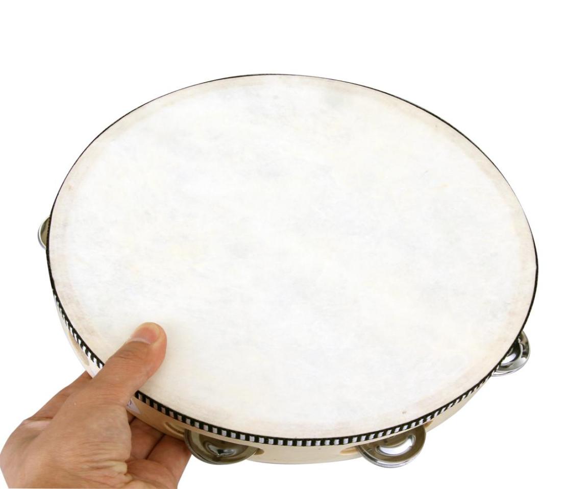 Whole10quot Musical Tambourine Tambourine Drum Round Percussion Gift for KTV Party Drumhead3668638