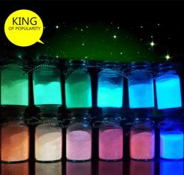 Hele 12 kleuren Poolse mode super heldere gloed in de donkere poederglow luminous pigment fluorescerende poeders felgekleurd 7983308