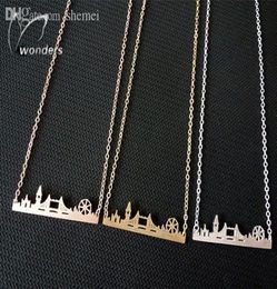 Hele2015 skyline mode sieraden goldsilverrose gouden vriendschap geschenk roestvrij staal stadsgezicht London ketting hanger2593288