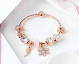 Whole2019 Nouvelle vie en or rose arbre pandor bijoux charme bracelet pendentif bracelet rose rose bracelet de perle d'amour entrelacé avec logo4050169