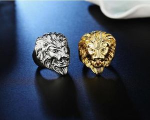 Whole2020 Gold Silver Color Lion 039S HEAD Men Hop Hop Anneaux Fashion Punk Animal Forme Anneau Male Hiphop Jewelry Gifts1805645