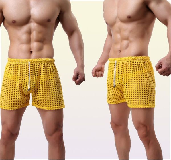 Whole2020 Pantalones cortos para hombres Malla transparente Ver a través del pene gay Pantalones cortos para hombres Pantalones para dormir Ropa de dormir Pantalones cortos para hombres Ocio informal Ropa para el hogar8528823