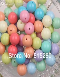 Whole20mm Licht Gemengde Kleur Chunky Gumball Kralen Acryl Effen Kralen Bubblegum voor Ketting Sieraden DIY5346012