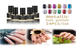 Whole24pcslot Nouveau vernis à ongles métalliques de mode européenne et américaine 12 couleurs Gel UV Laquer de haute qualité Vernis Nail Glue3541214