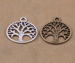 Whole30pcs Tree of the Life Vintage Bronze Tone Antieke zilveren hanger Charms voor DIY Handmade 25mm20mm1533435