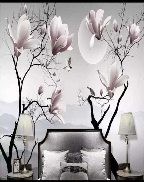 Whole3d Po Wallpaper Muraux muraux 3D Muraux personnalisés Nouveaux chinois magnolia fleurie mural peinture décorative fond d'écran f4657109