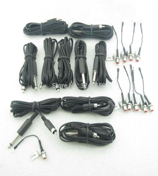 Whole5 Sets negro RCA Jack conversión tatuaje cable de Clip de alimentación para tatuaje Kit de alimentación conjunto de suministro TCC058939221