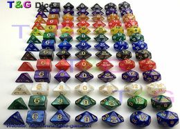 Whole7pclot jeu de dés Dés multifaces de haute qualité avec effet marbre d4 d6 d8 d10 d10 d12 d20 DUNGEON et DRAGONS rpg dés 4367608