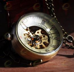 Wholeantique Glass Ball Mechanical Pocket Watch Collar colgante Reloj Xmas Gift3304851