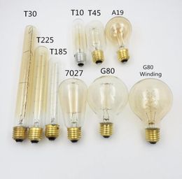 WholeAntique Vintage 40W 220V Edison Lamp E27 Gloeilampen Squirrelcage Filament GloeilampT45 G80 T30 T10 T225 T185 A4328308