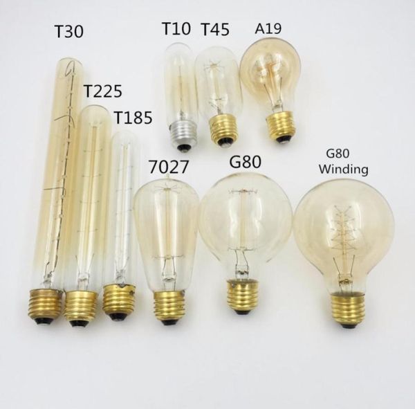 WholeAntique Vintage 40W 220V bombilla Edison E27 bombillas incandescentes jaula de ardilla bombilla de filamento T45 G80 T30 T10 T225 T185 A4328308