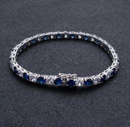 Bracelets entièrement glacés en glace 7inch8inch 5 mm chaîne de tennis bleu cubique zircone bijoux hip hop pour hommes femmes3769963