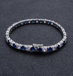 Bracelets entièrement glacés en glace 7inch8inch 5 mm chaîne de tennis Blue Cubic Zirconia Hip Hop Jewelry for Men Women3211179