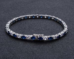 Bracelets entièrement glacés en glace 7inch8inch 5 mm chaîne de tennis Blue Cubic Zirconia Hip Hop Bijoux pour hommes Women6739873