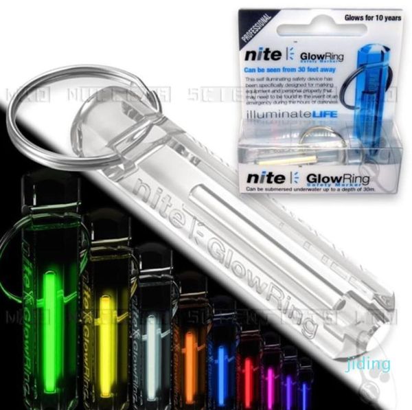 Wholecrystal Clear Nite Tritium Glowring Keychain Key Fob Night Automatic Light Auto Luminal Fluorescent Tub Tritium250F4439711