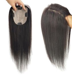 Wholedale Skin Base Hair Hair Topper avec 4 clips en soie Top Virgin European Toupee pour femmes Fine Hair Posie 6x6inch 15x16C2093996